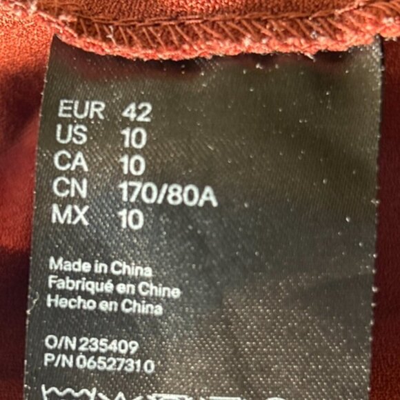 H&M SZ10 Dark Rust Pleated Midi Skirt Modern Minimalist Monochrome Sophisticated - Picture 10 of 11